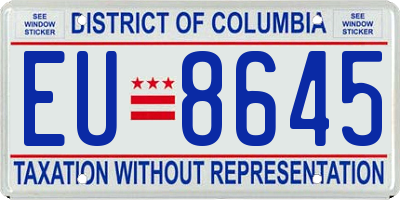 DC license plate EU8645