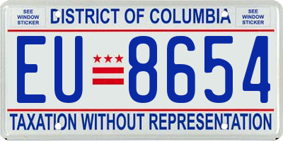 DC license plate EU8654