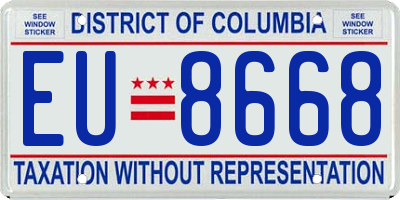 DC license plate EU8668