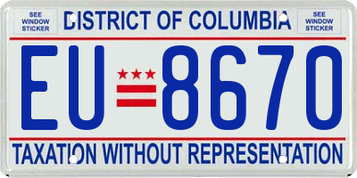DC license plate EU8670