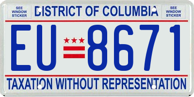 DC license plate EU8671