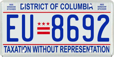 DC license plate EU8692