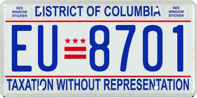 DC license plate EU8701