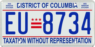 DC license plate EU8734