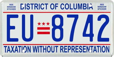DC license plate EU8742