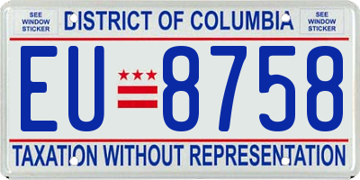 DC license plate EU8758