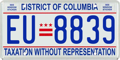 DC license plate EU8839