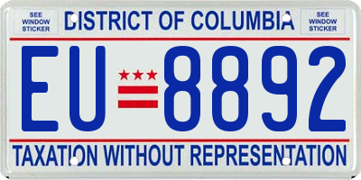 DC license plate EU8892