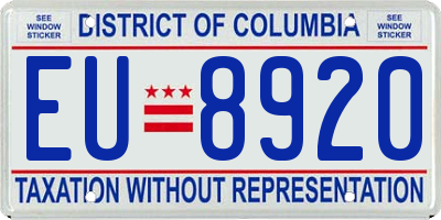 DC license plate EU8920