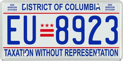 DC license plate EU8923