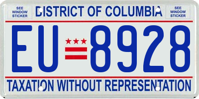 DC license plate EU8928