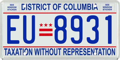 DC license plate EU8931