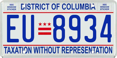 DC license plate EU8934