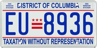 DC license plate EU8936