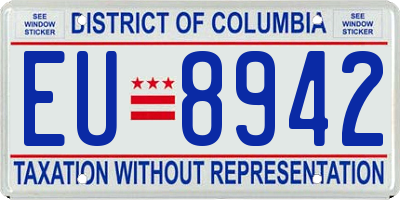 DC license plate EU8942