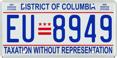 DC license plate EU8949