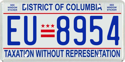 DC license plate EU8954