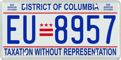 DC license plate EU8957