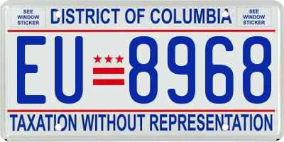 DC license plate EU8968