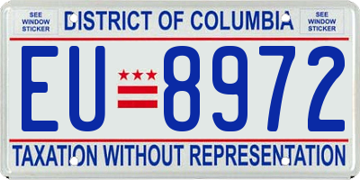 DC license plate EU8972