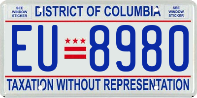 DC license plate EU8980