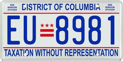DC license plate EU8981