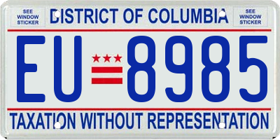 DC license plate EU8985