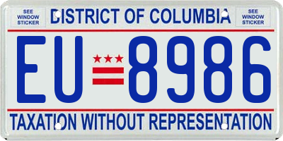 DC license plate EU8986