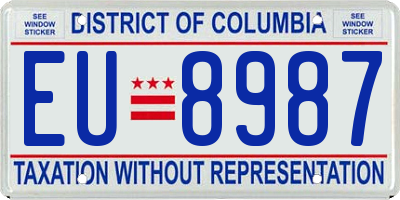 DC license plate EU8987