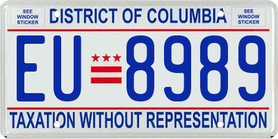 DC license plate EU8989