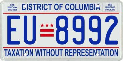 DC license plate EU8992