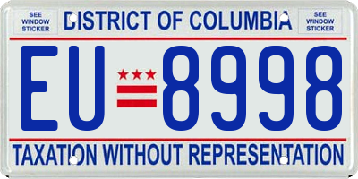 DC license plate EU8998