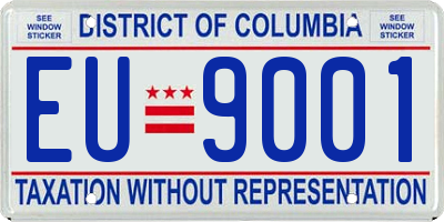 DC license plate EU9001