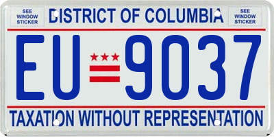 DC license plate EU9037