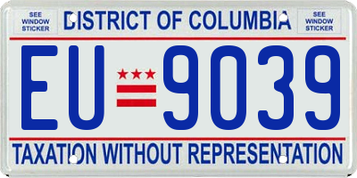 DC license plate EU9039