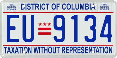 DC license plate EU9134