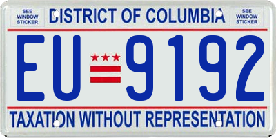 DC license plate EU9192