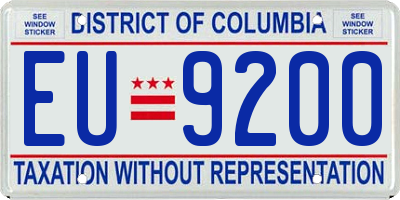 DC license plate EU9200