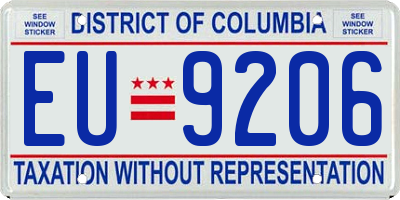 DC license plate EU9206