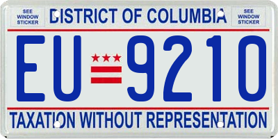 DC license plate EU9210