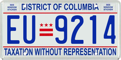 DC license plate EU9214