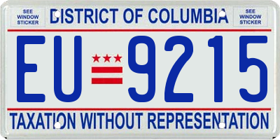DC license plate EU9215