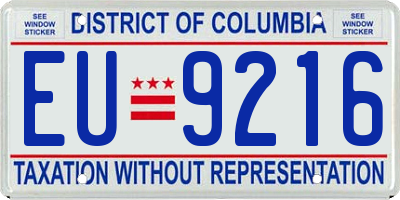 DC license plate EU9216