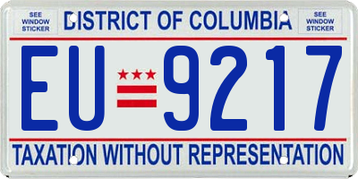 DC license plate EU9217