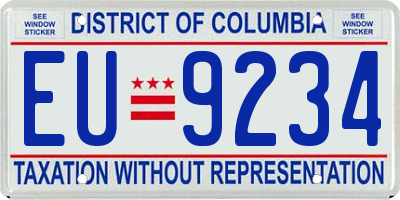DC license plate EU9234