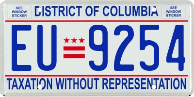 DC license plate EU9254