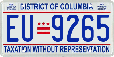 DC license plate EU9265
