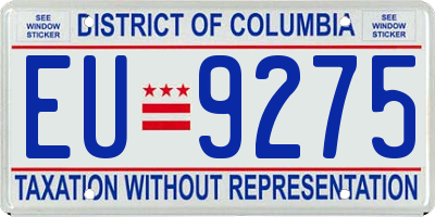DC license plate EU9275