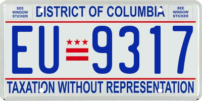 DC license plate EU9317