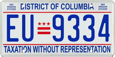 DC license plate EU9334